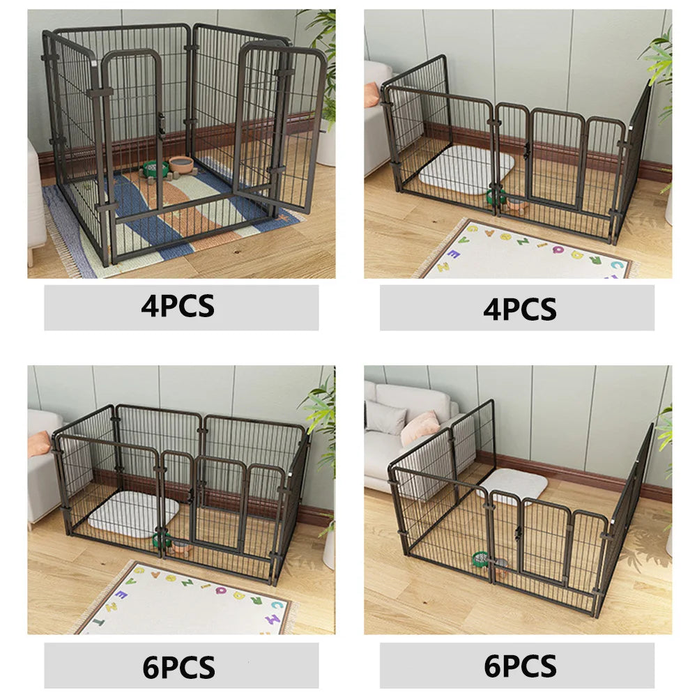 Stainless Steel Six Panel Dog Fence Playpen, Foldable, Heavy Duty