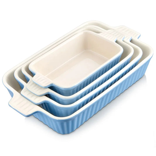MALACASA Table Baking Dish Plate Set With Ceramic Handles