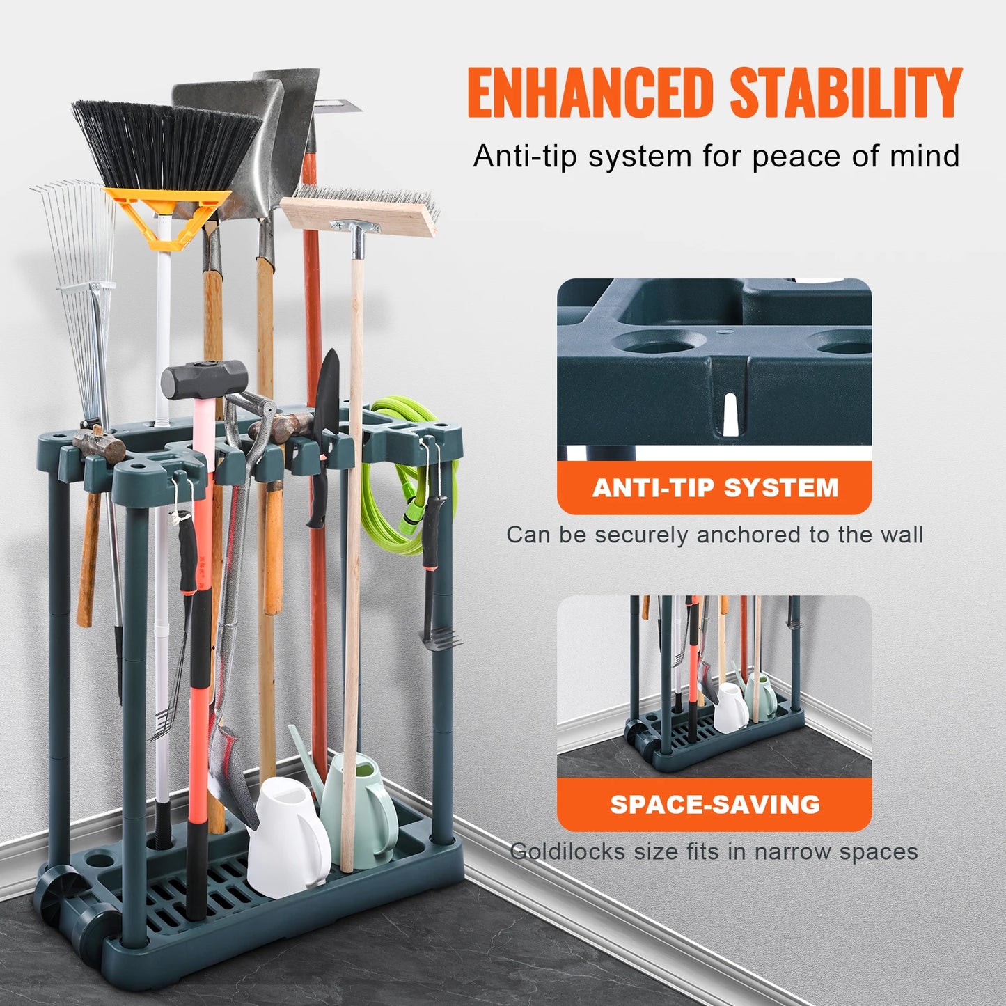 SucceBuy 10 Slot Garden Tool Organizer Rack For Garage