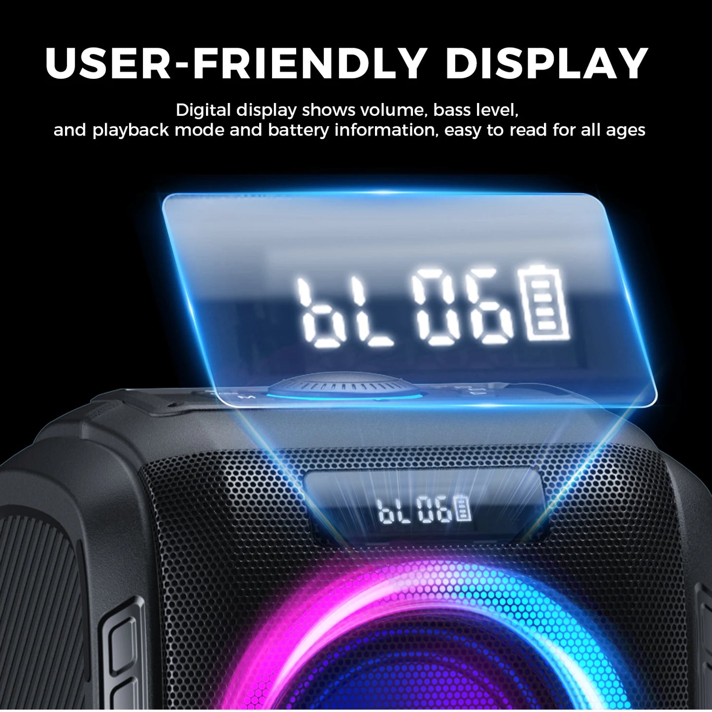W-King 250W Bluetooth Speaker Loudest 120dB Boombox Portable