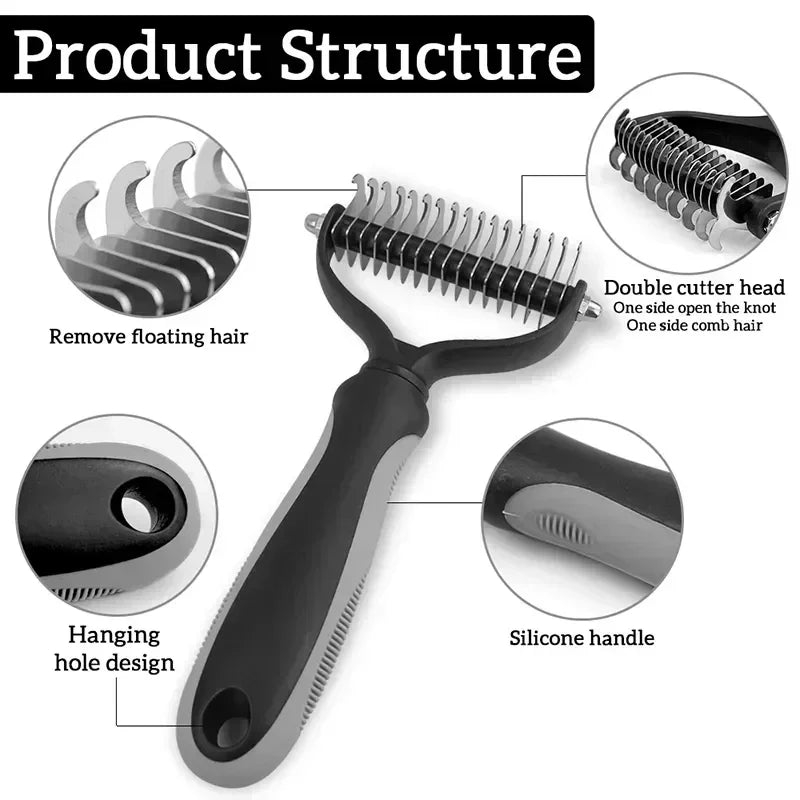 Double Sided Stainless Steel Pet Grooming Brush Hair Remover Tool