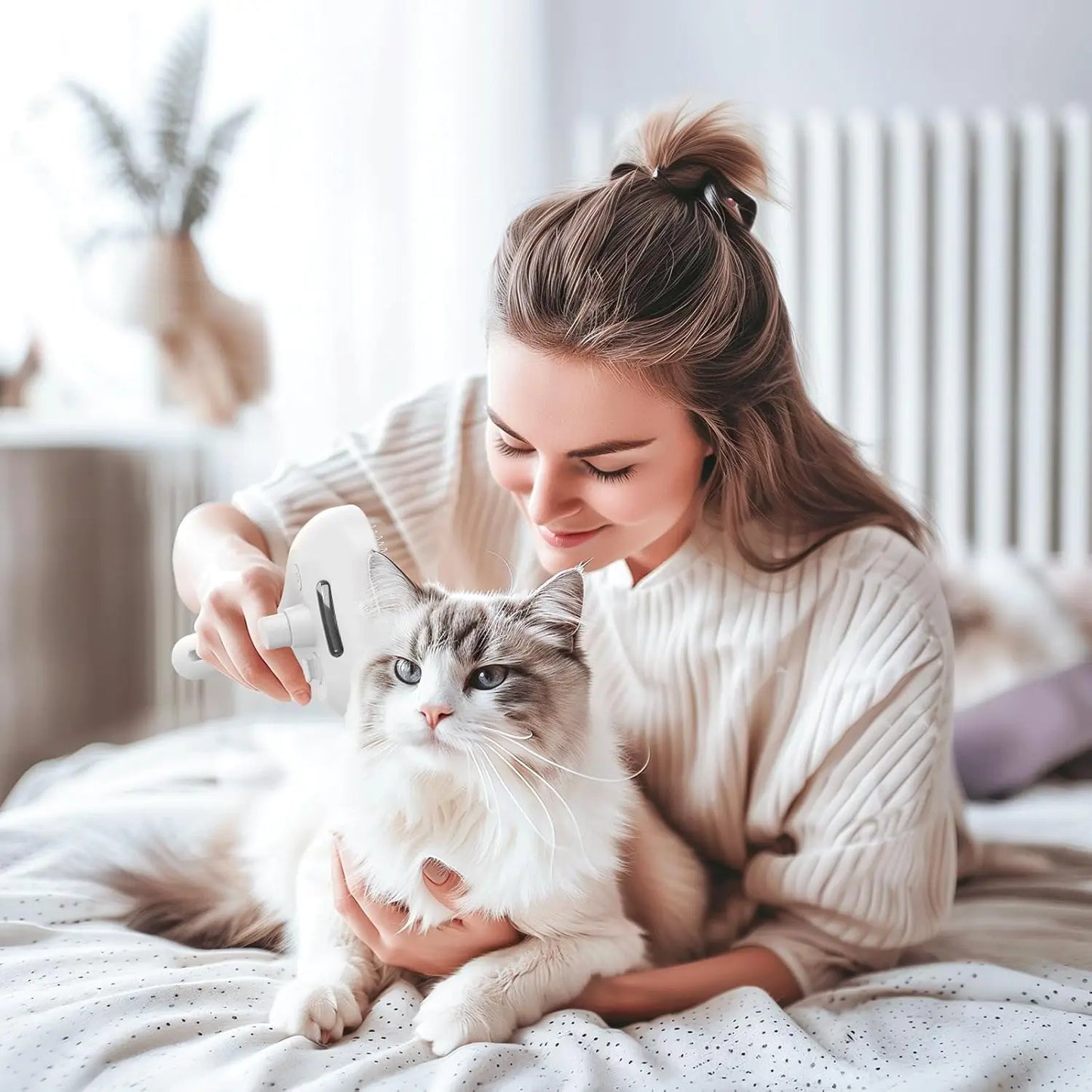 Pet Hair Removal Steam Brush For Grooming With Water Tank