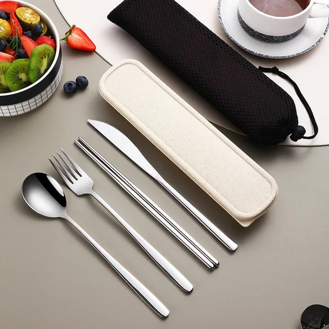High Quality Stainless Steel Portable Cutlery Set With Travel Box