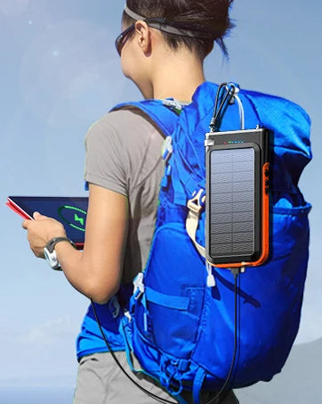 Solar Power Bank 20000mAh Built In Cables Wireless Charger