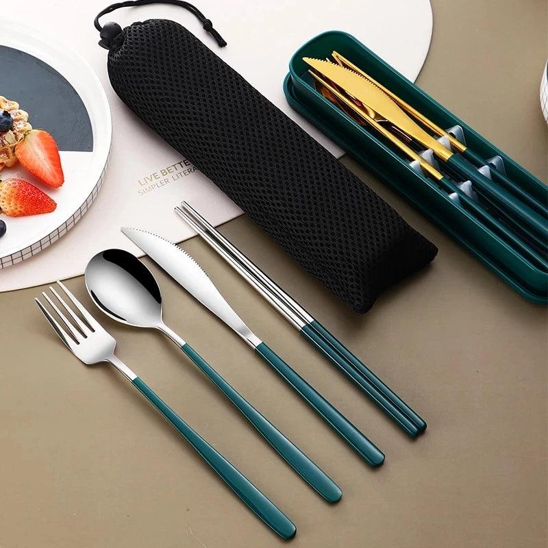 High Quality Stainless Steel Portable Cutlery Set With Travel Box
