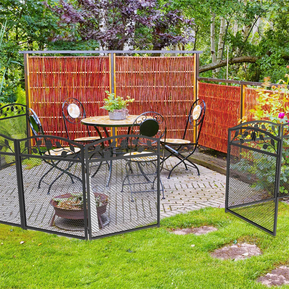 Borwart Wrought Iron Dog Fence Panels Pet Running Exercise Barrier