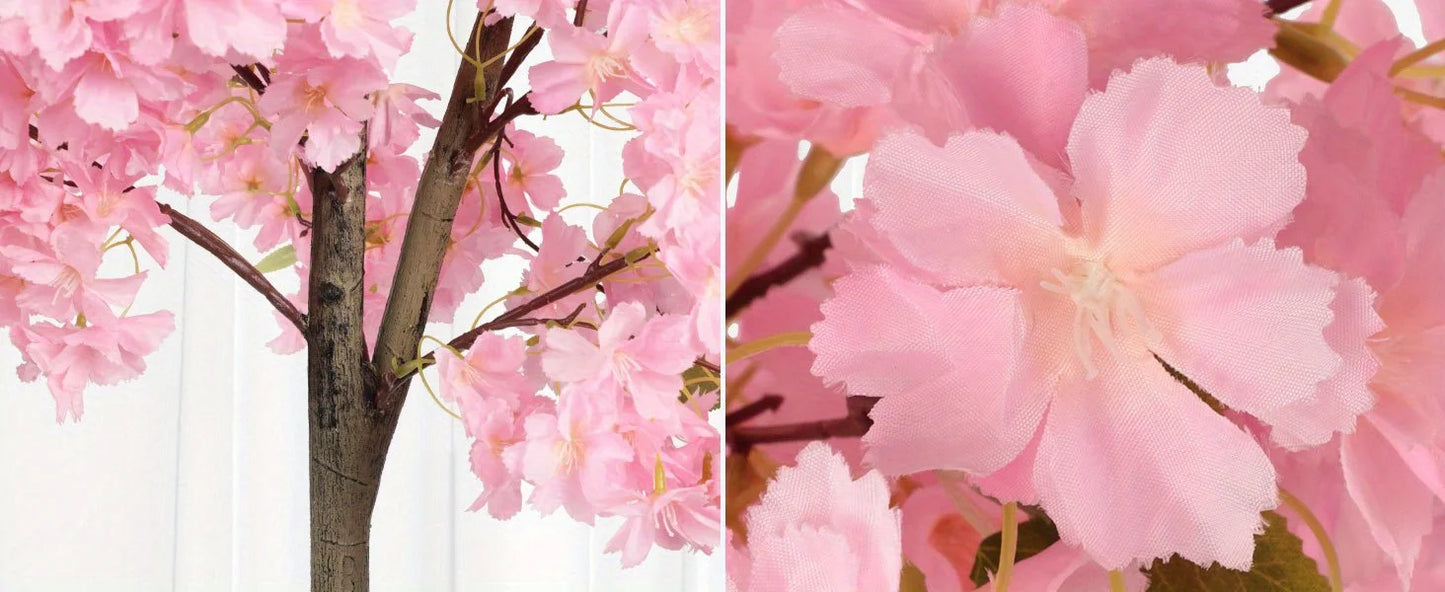 Artificial Cherry Blossom Tree Silk Plant In Nursery Pot Indoor