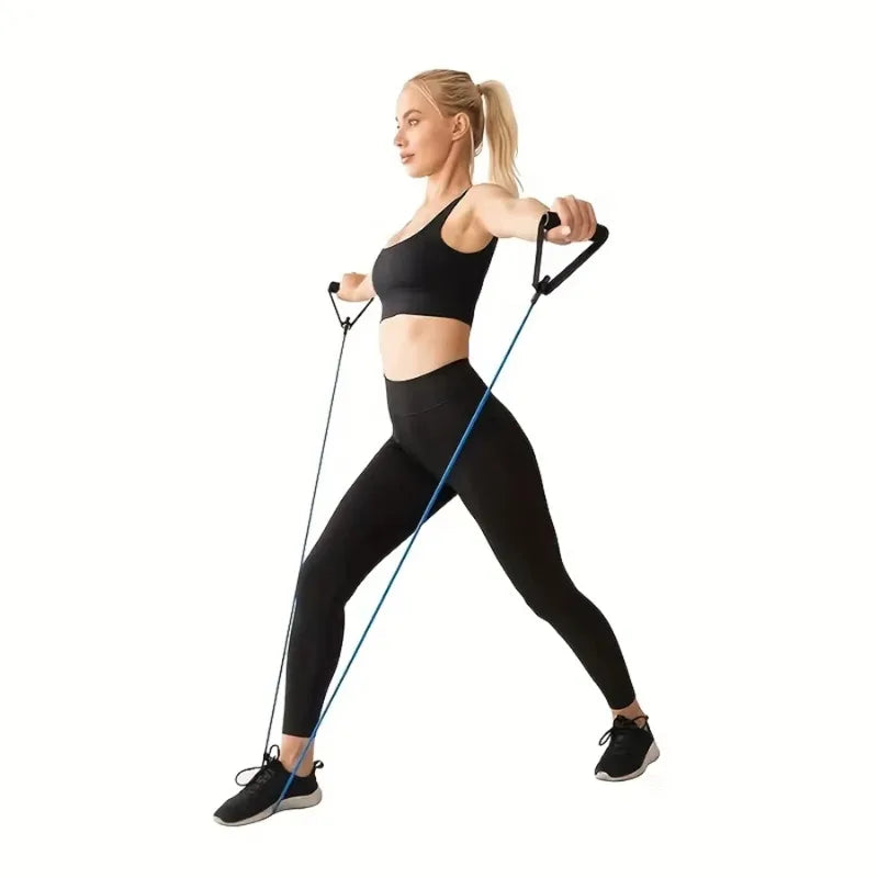 Home Gym Resistance Band Set With Four Levels, Comfort Grip Handles, Door Anchor And Carry Bag