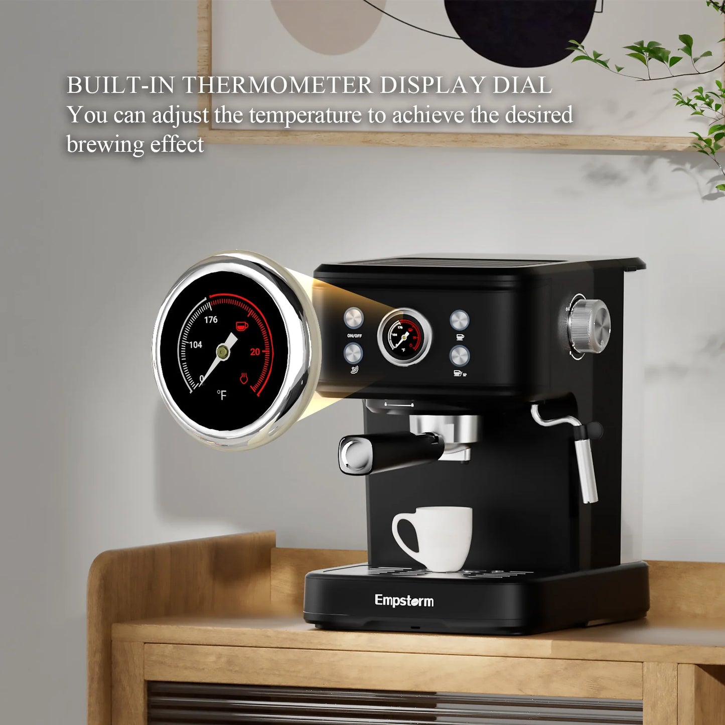 Semi Automatic Espresso Machine With Milk Frother Stainless Steel 20 Bar Pump