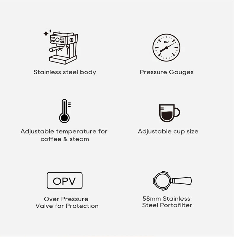 HiBREW 20 Bar Semi Automatic Espresso Machine With Portafilter