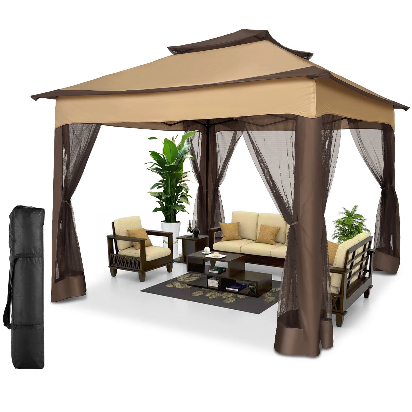 Cobizi Pop Up Gazebo With Mosquito Netting And Double Roof