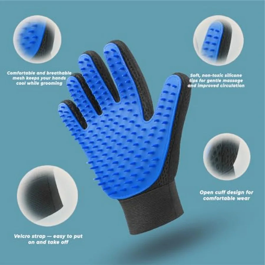 Professional Pet Grooming Gloves Deshedding Massager Mitt For Dogs Cats