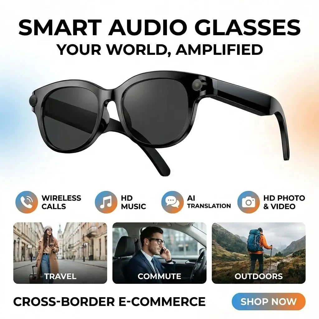 SENBONO AI Smart Glasses With 1080P 4K Video Real Time Translation Hands Free Camera Voice Assistant Sunglasses