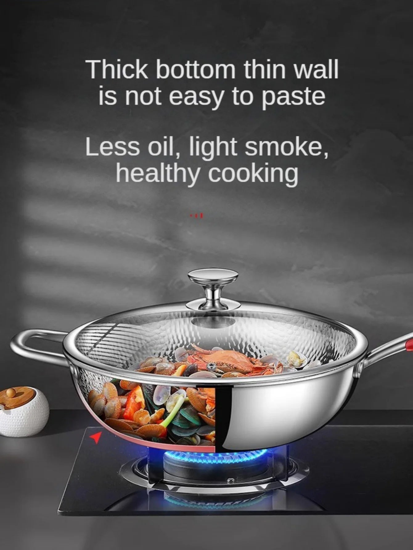 Titanium Round Bottom Wok Uncoated Nonstick Pan Induction Compatible