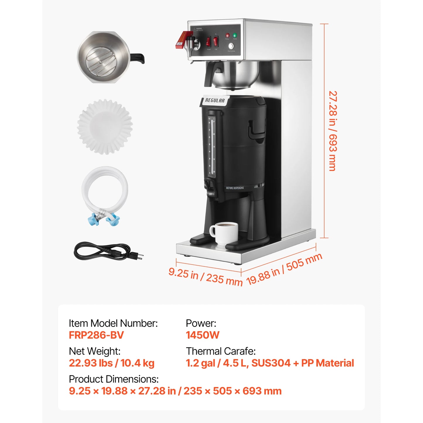 SucceBuy Stainless Steel Commercial Drip Coffee Maker Restaurant Office