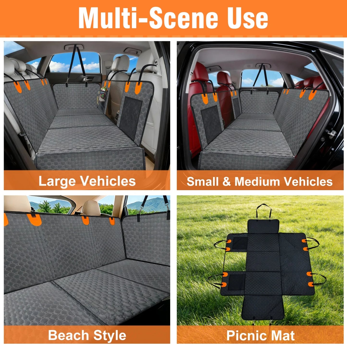 BINGOPAW Waterproof Dog Car Seat Cover with Hammock and Pockets
