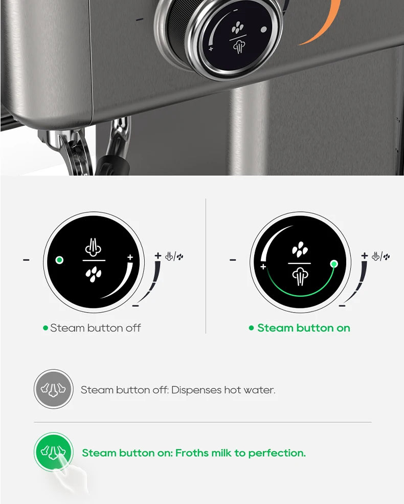 HiBREW 20 Bar Semi Automatic Espresso Machine With Portafilter