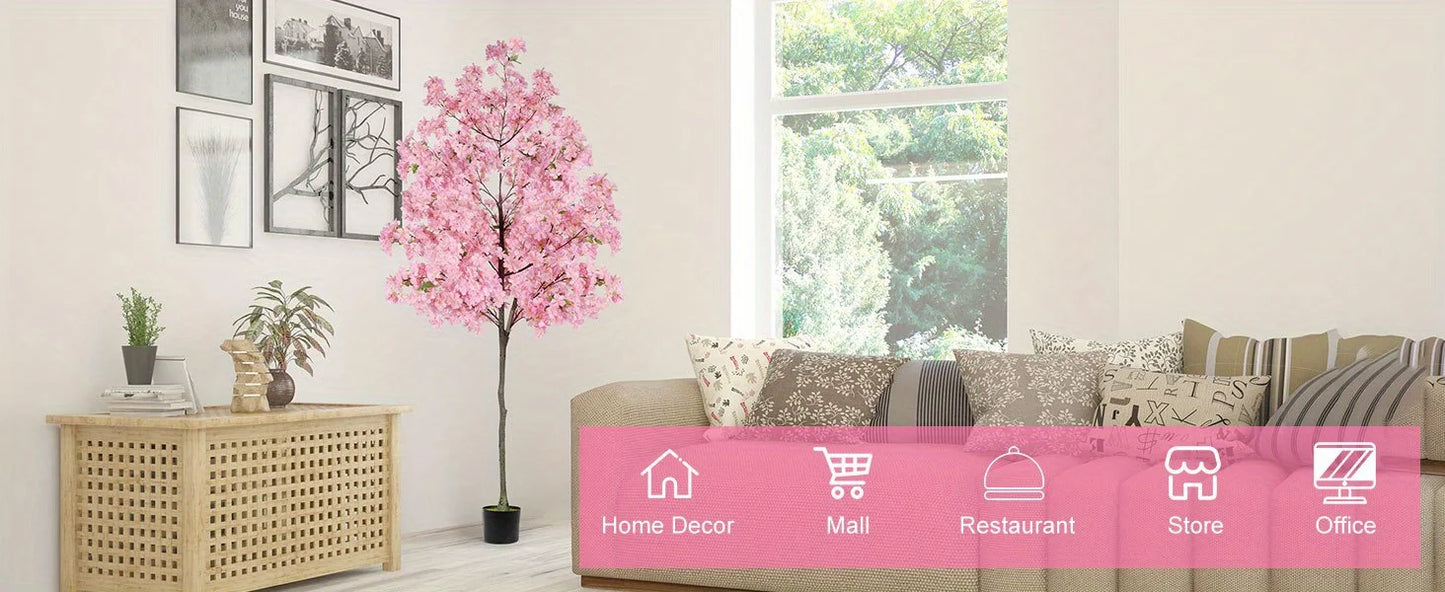 Artificial Cherry Blossom Tree Silk Plant In Nursery Pot Indoor