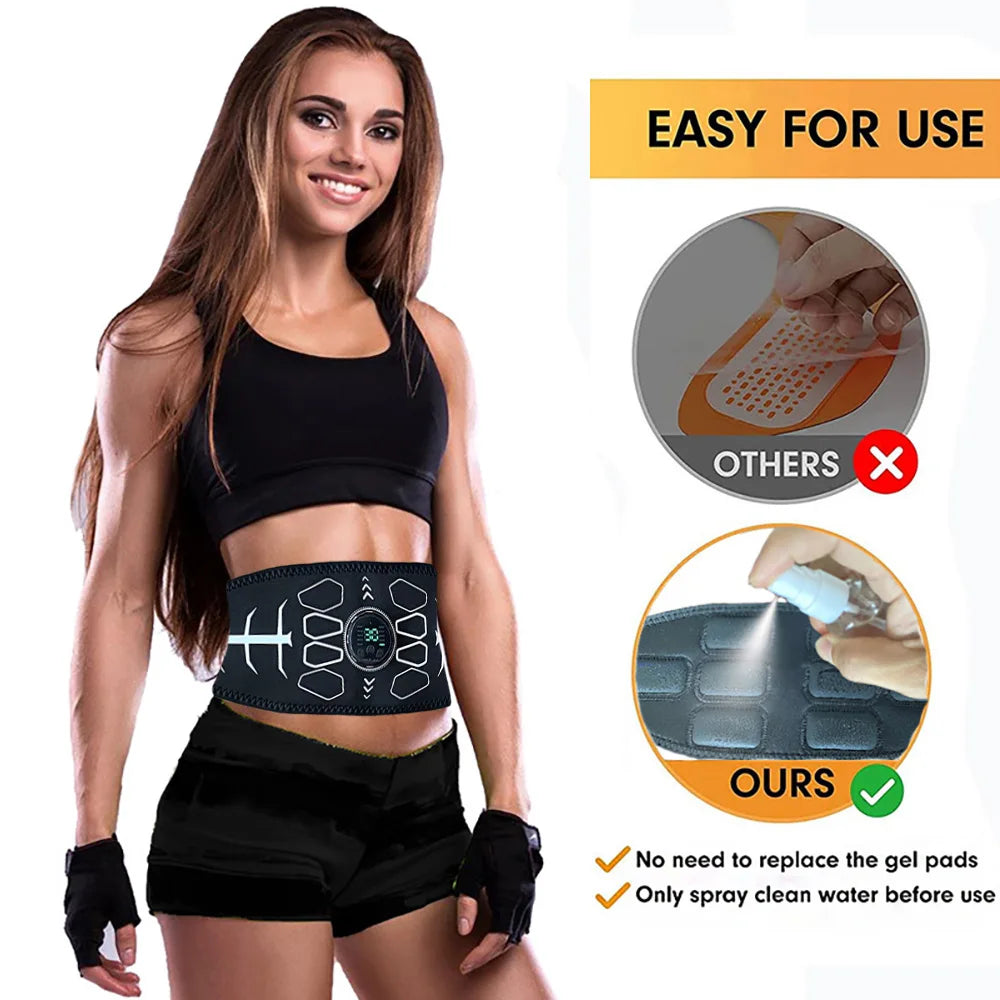 Abdominal EMS Muscle Stimulator Toning Belt For Abs Core Training Rechargeable Body Massager
