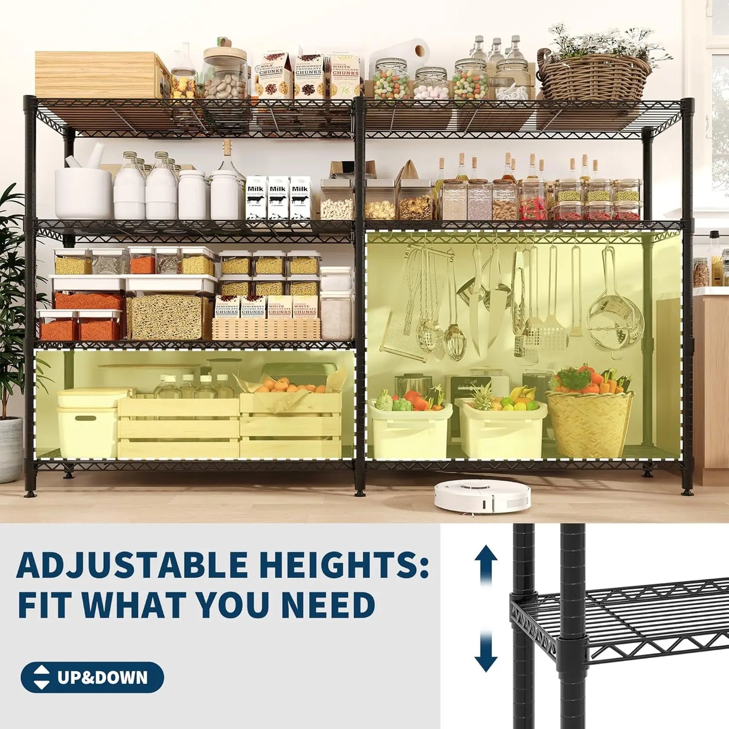 Twister.CK Heavy Duty Metal Shelving Unit Five Tier Adjustable Pantry