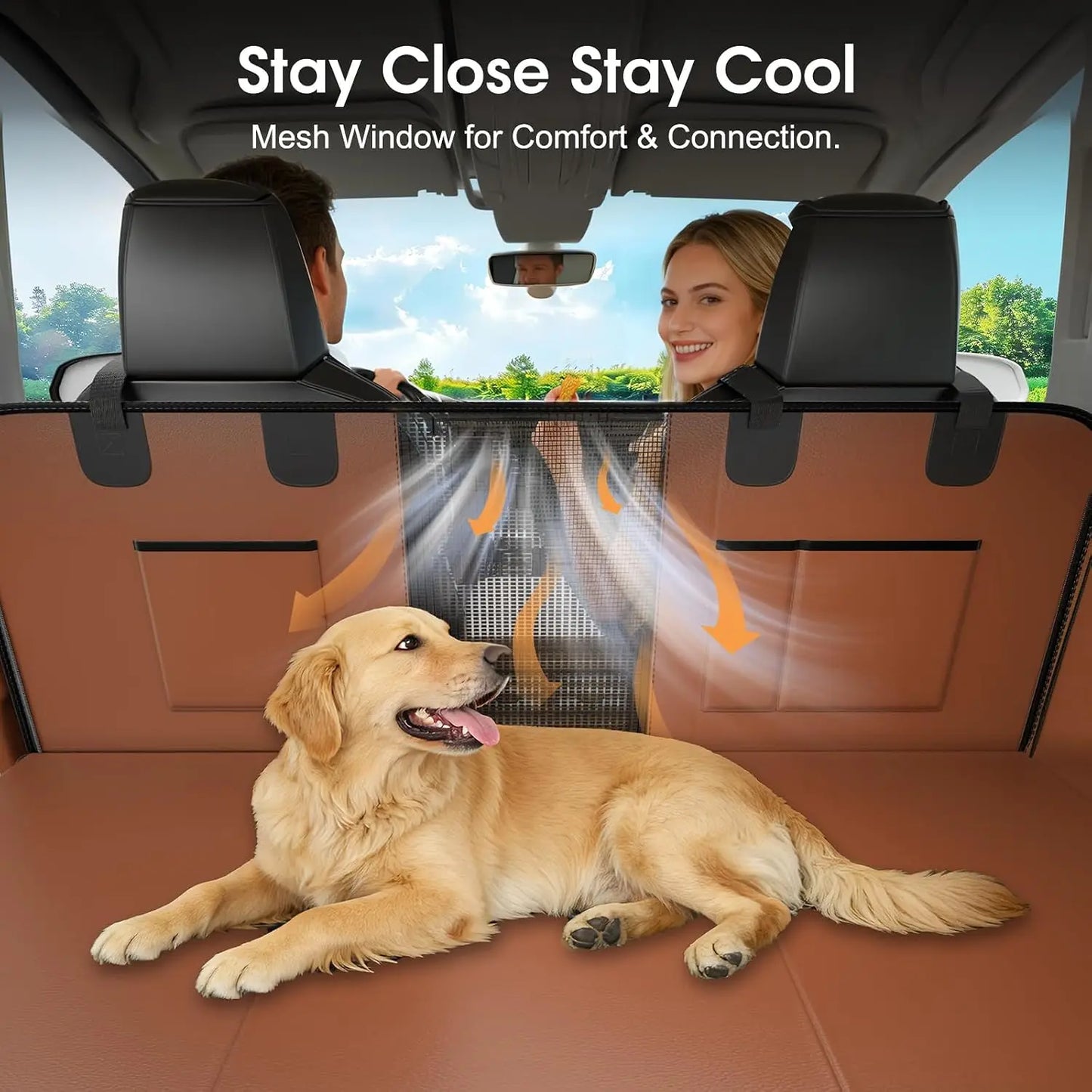 Waterproof PU Leather Dog Car Seat Cover Hammock With Side Flaps Non Slip