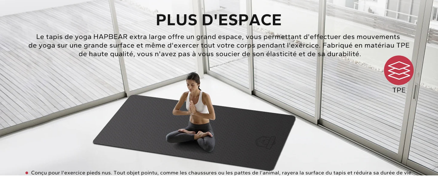 HAPBEAR Extra Large TPE Eco Friendly Non Slip Exercise Mat