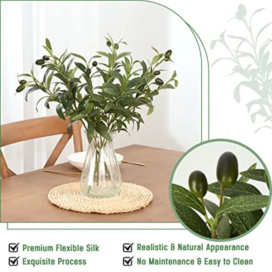 Artificial Lighted Olive Branches With Realistic Olives Greenery Stems Decor