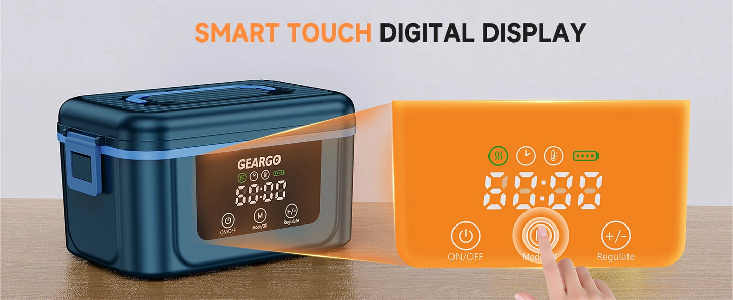 Cordless Electric Lunch Box Self Heating Portable 24 Hour Rechargeable