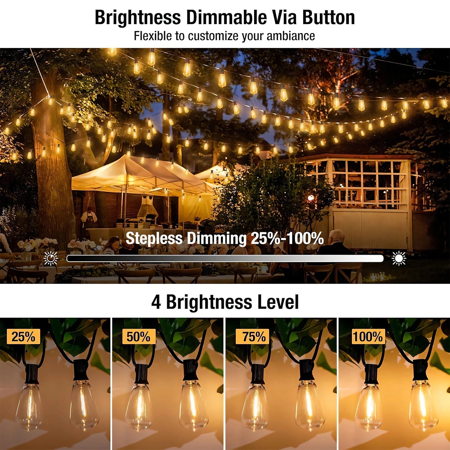 ST38 Solar String Lights 24 LED Outdoor Patio Waterproof