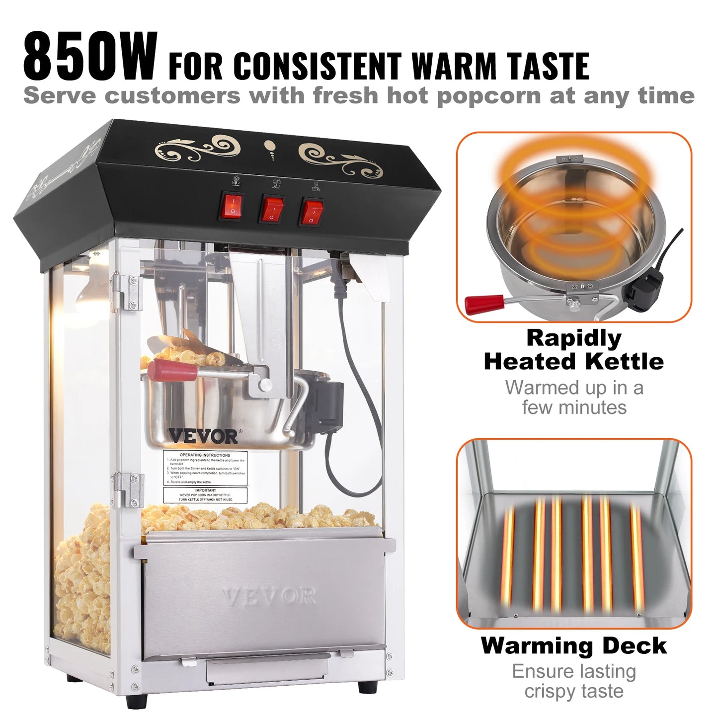 SucceBuy Popcorn Maker Machine Kettle Makes 48 Cups Per Batch