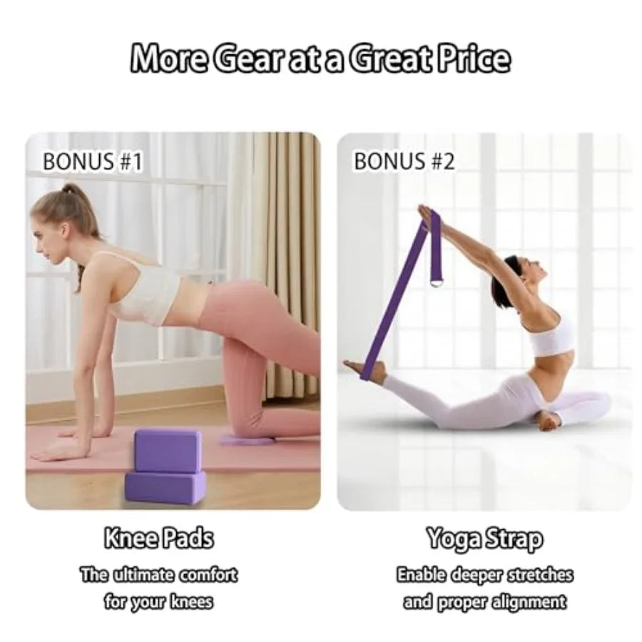 Yoga Block Set With Knee Pads Straps And Massage Roller