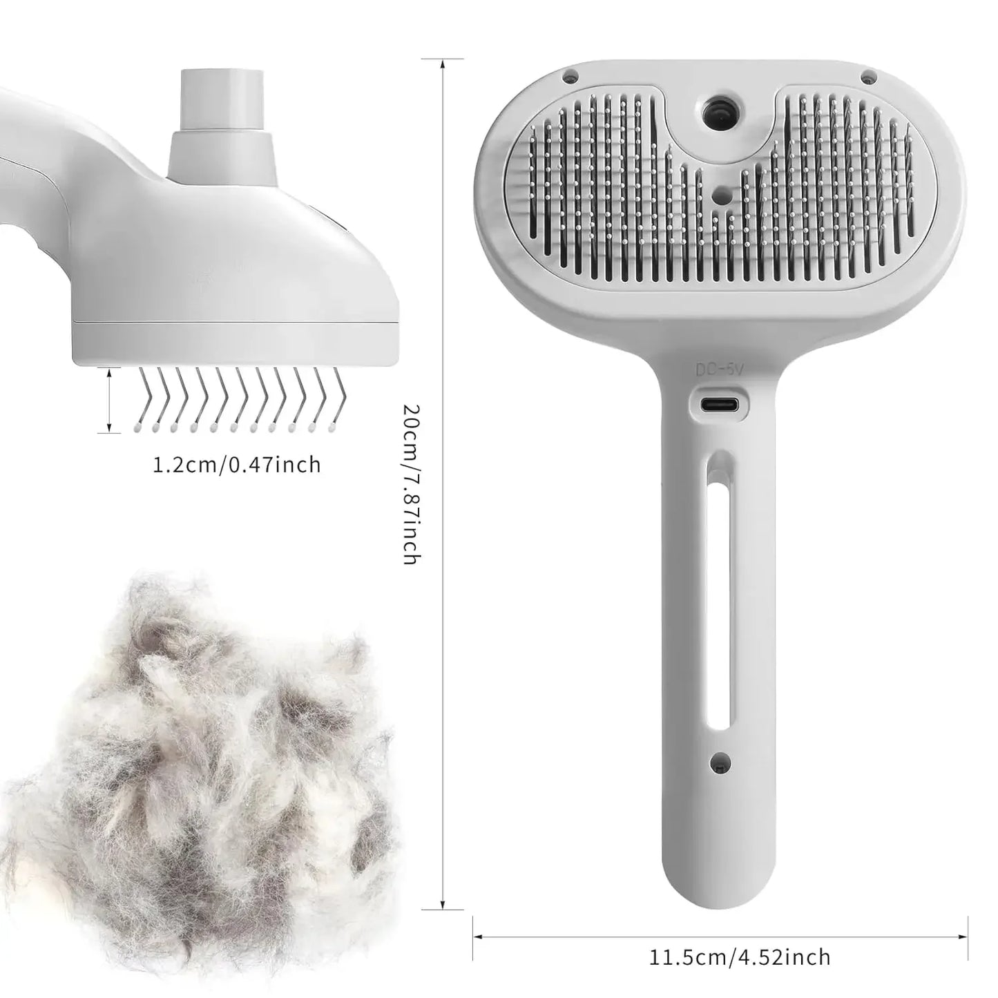 Pet Hair Removal Steam Brush For Grooming With Water Tank