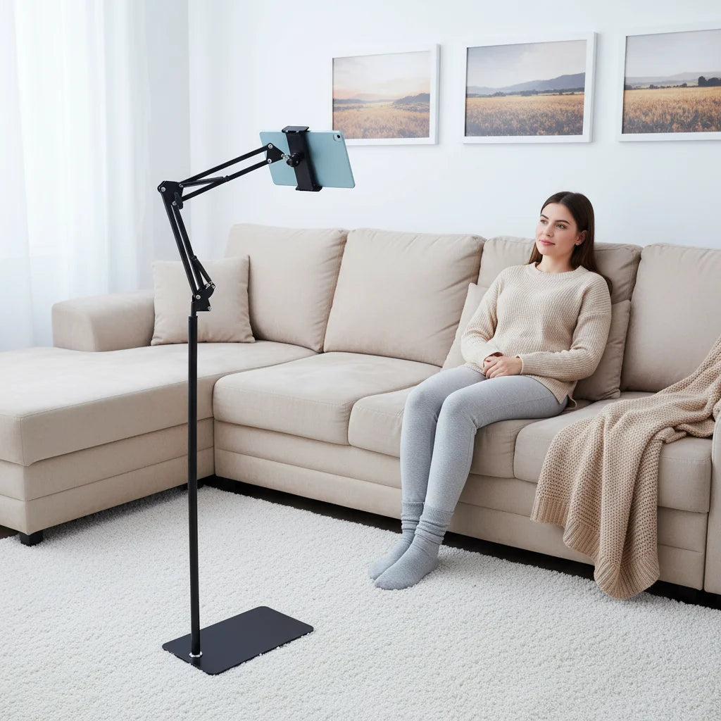 Tablet Floor Stand With 360 Degree Swivel And Adjustable Height