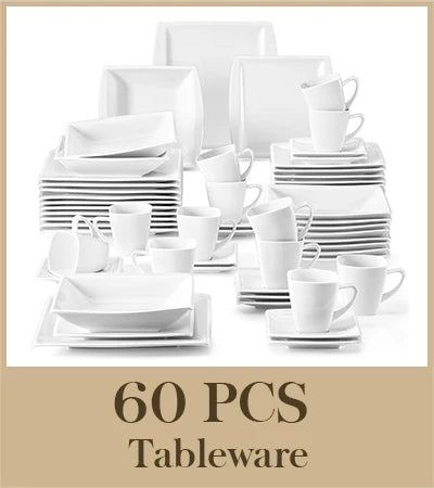 MALACASA Marble Porcelain Dinnerware Set Service for 12