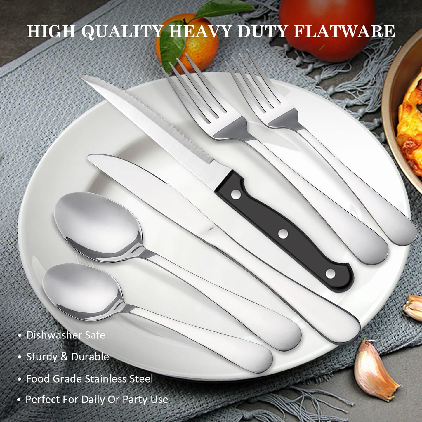 HANSMART Stainless Steel Flatware Set Knives Forks Spoons Dishwasher Safe