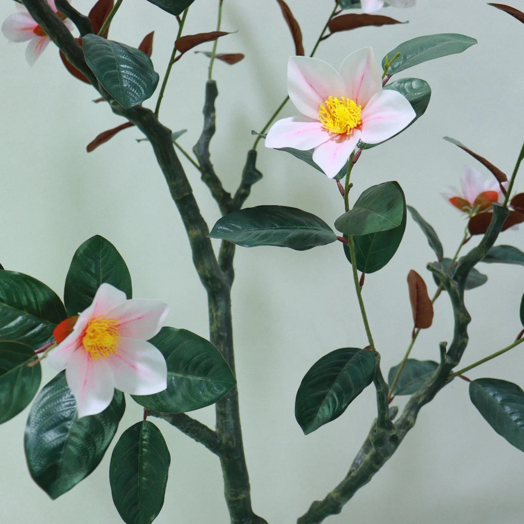 HiMISS Artificial Magnolia Tree Realistic Faux Plant Indoor Outdoor Decor