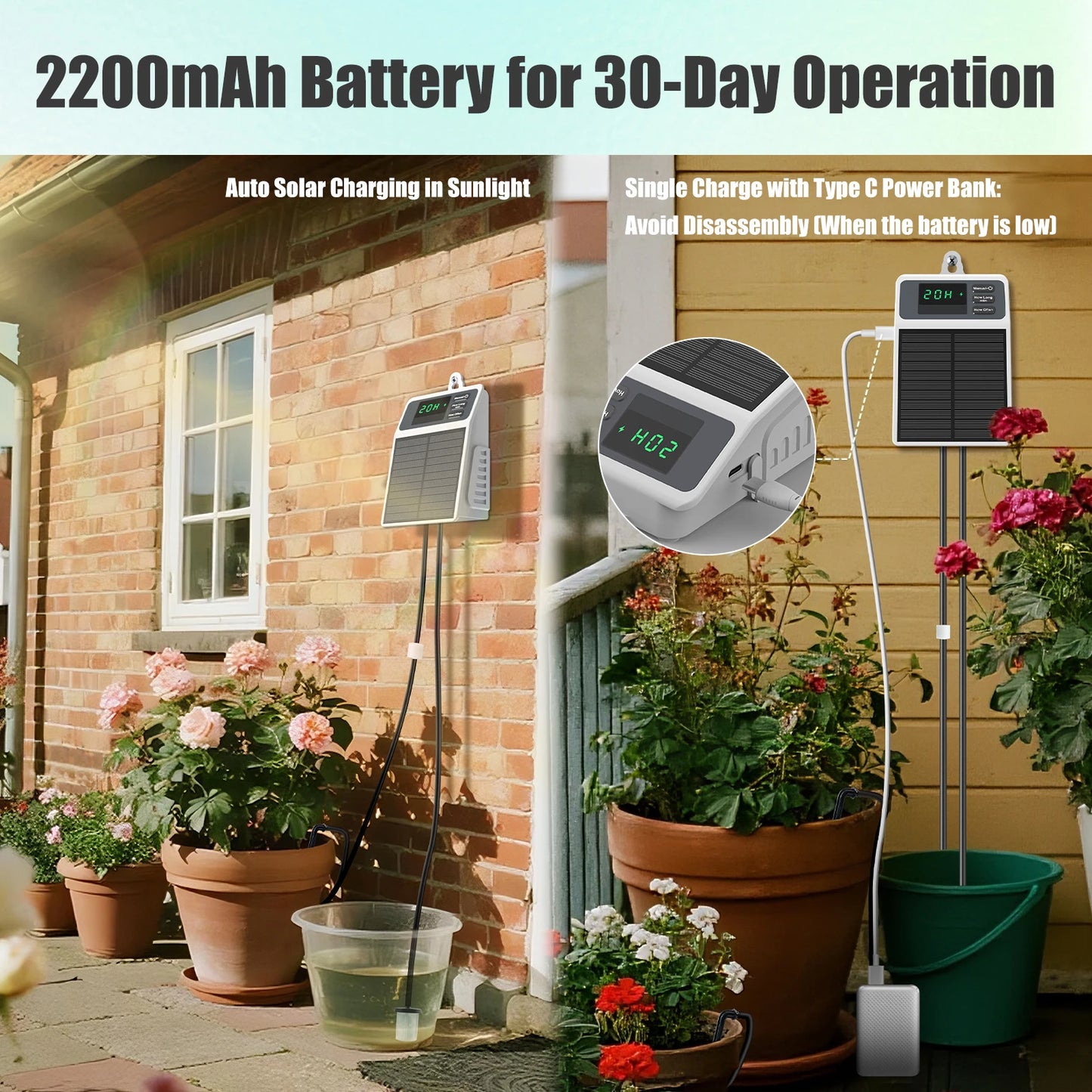 Solar Automatic Plant Watering System For Outdoor Gardens