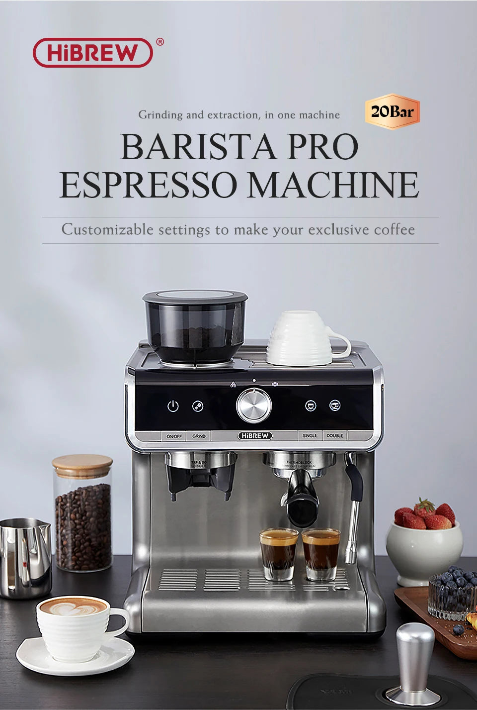 HiBREW Barista Pro 20Bar Espresso Machine With Full Cafe Kit