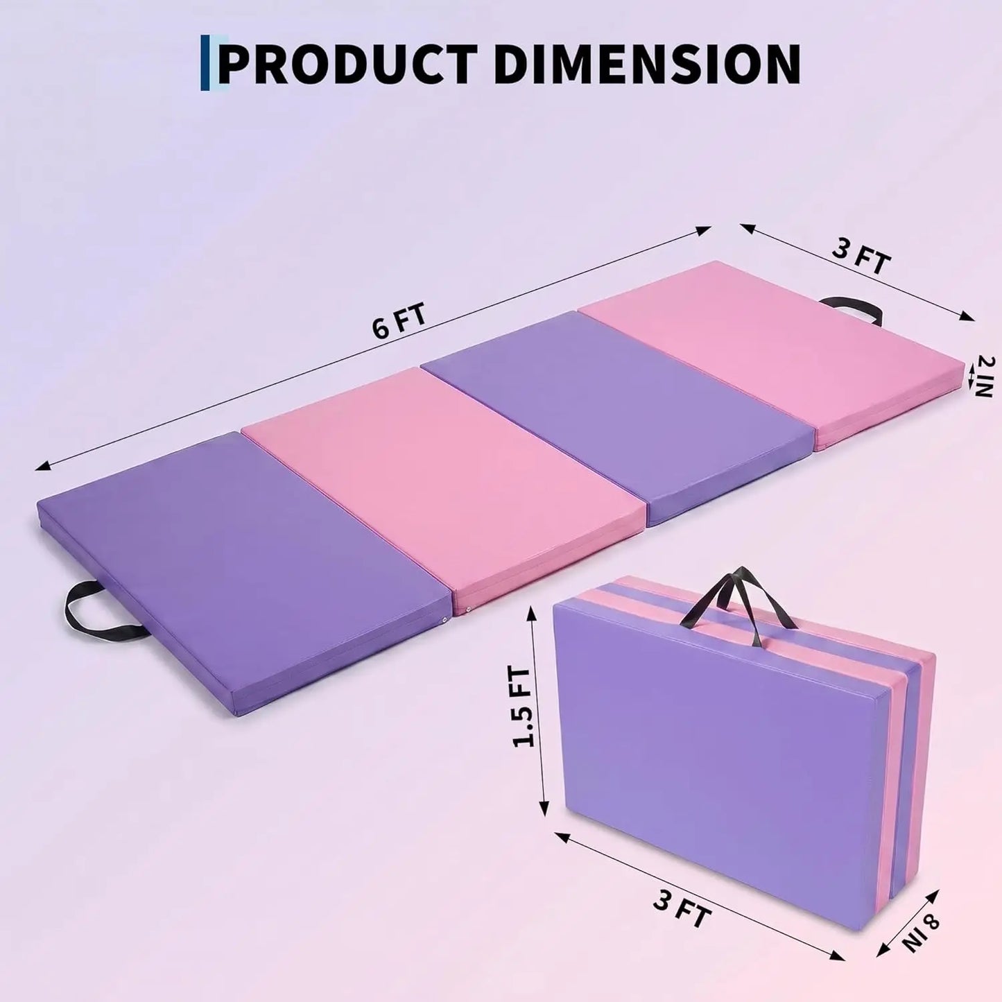 HiMISS Portable Folding Gymnastics Mat For Home Yoga Pilates Training