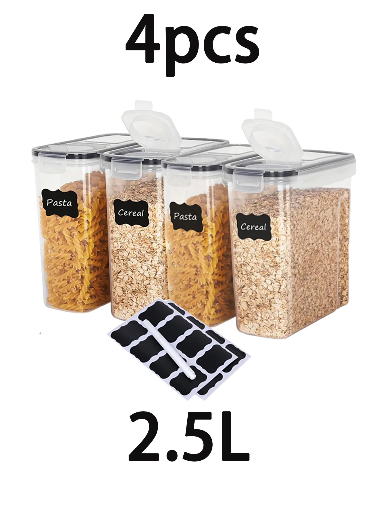 4L Airtight Food Storage Containers 4 Pack For Pantry Organization