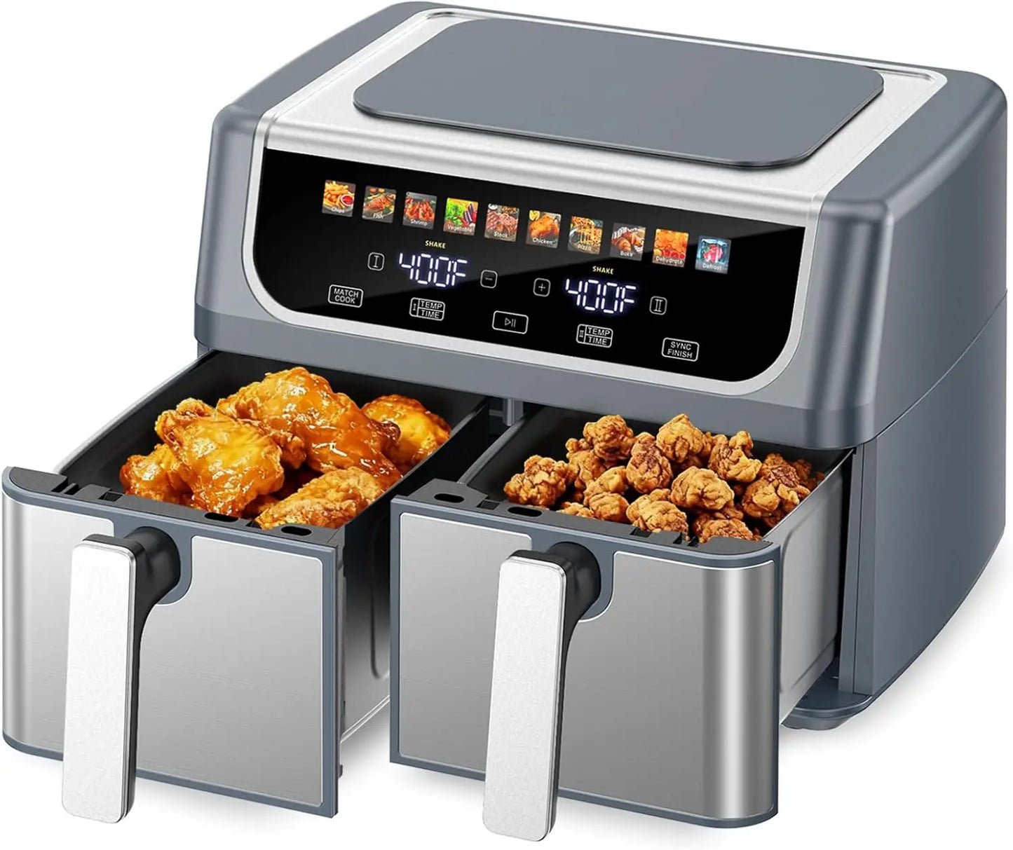 Dual Zone Air Fryer With Independent Baskets