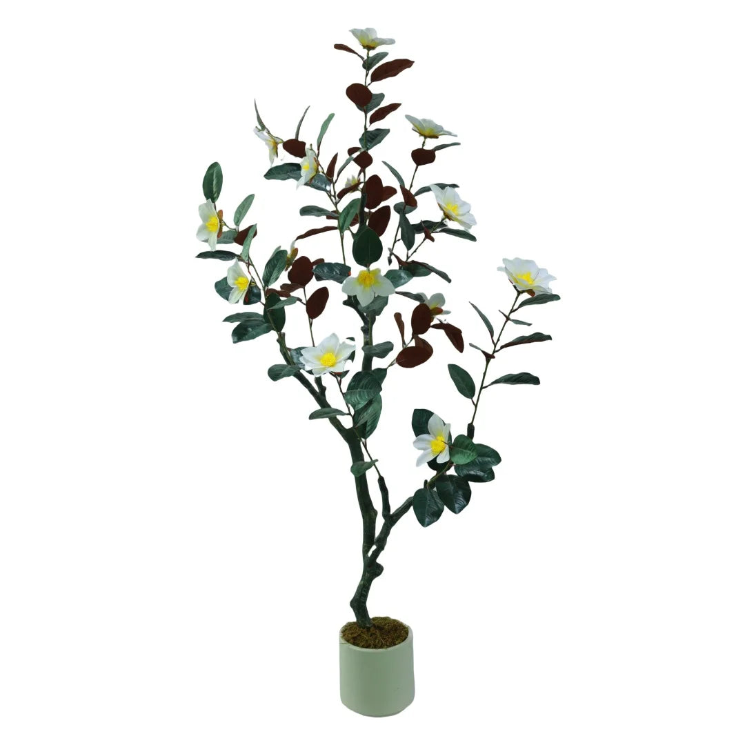 HiMISS Artificial Magnolia Tree Realistic Faux Plant Indoor Outdoor Decor
