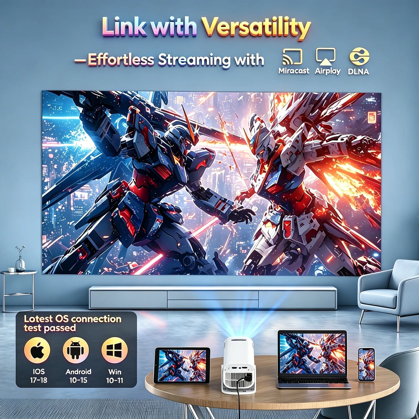 XGODY 4K LED Projector 12000 Lumens Wireless Home Theater Entertainment