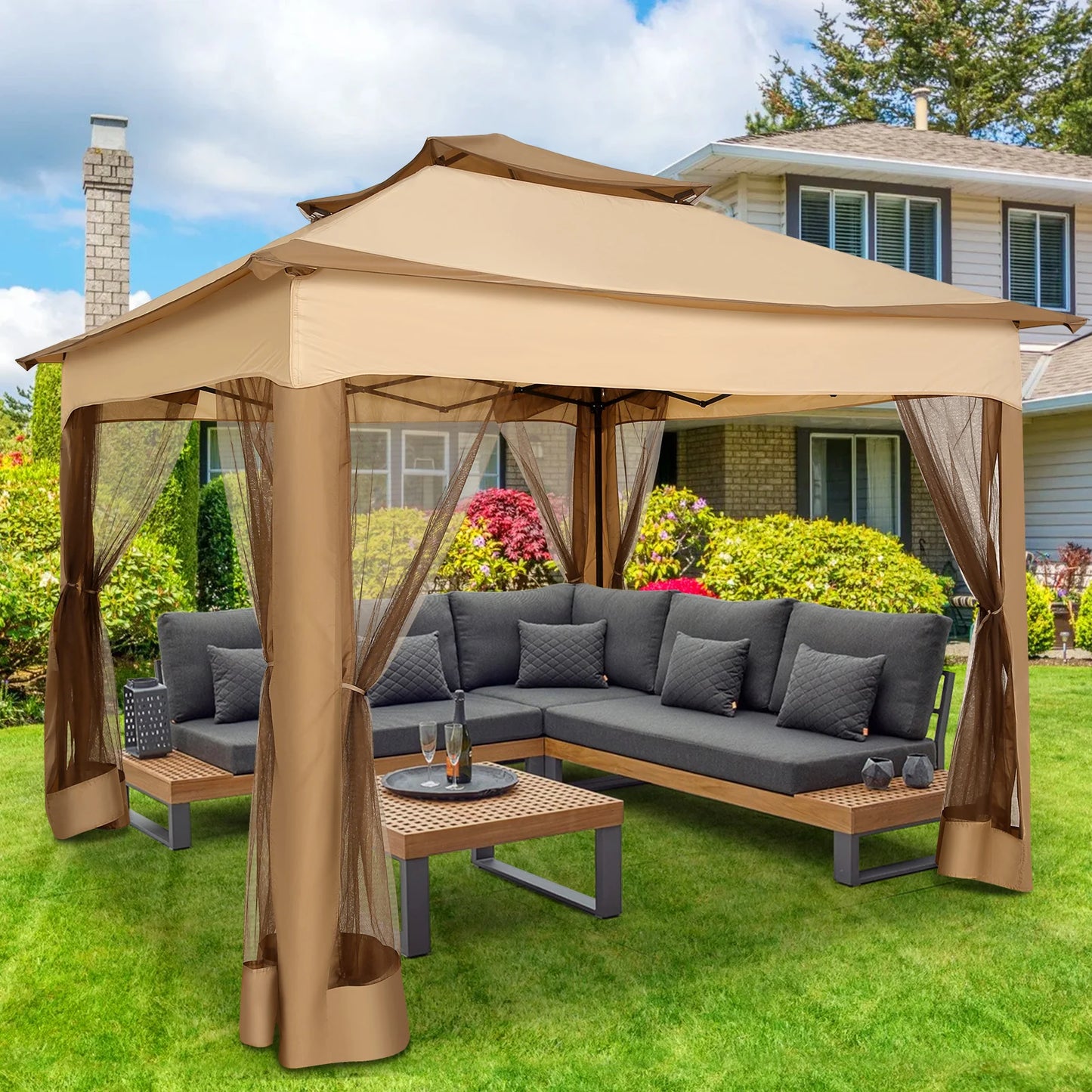 Cobizi Pop Up Gazebo With Mosquito Netting And Double Roof