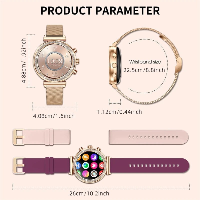 INNOFOVO Ladies Smartwatch With Calls And Messages Compatible iPhone Android