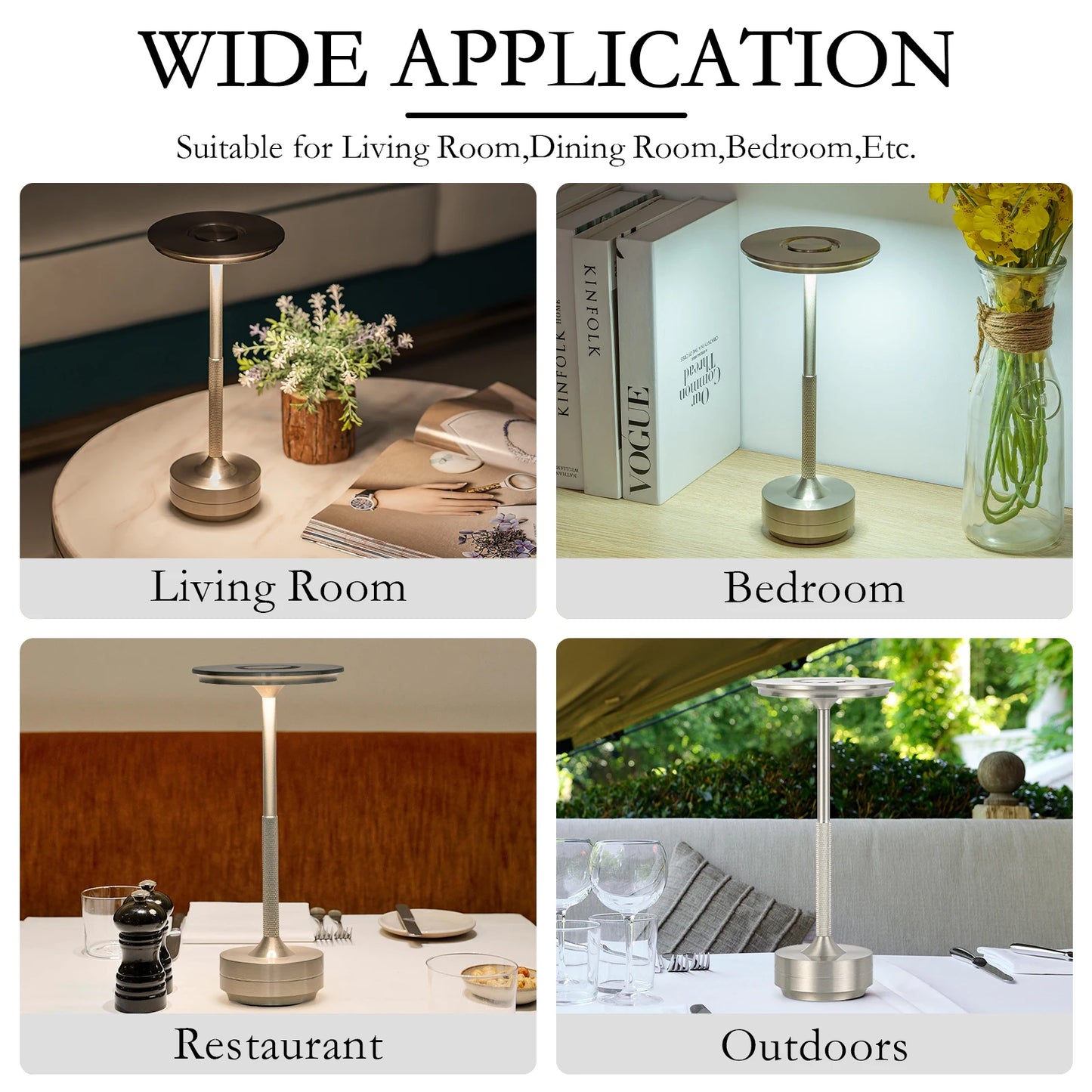 KFV Rechargeable Wireless Table Lamp LED Touch Sensor Night Light