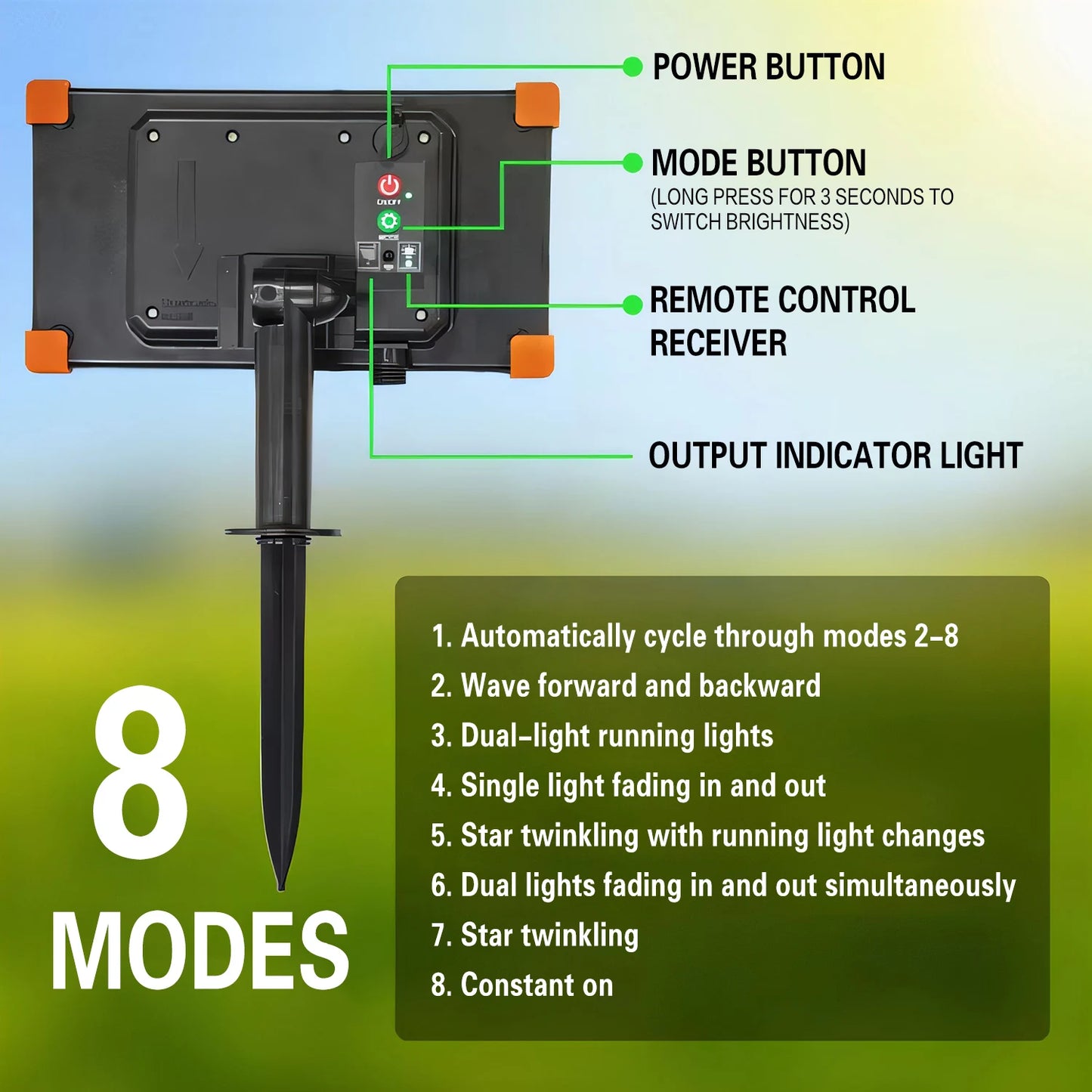 ST38 Solar String Lights Remote Waterproof Outdoor