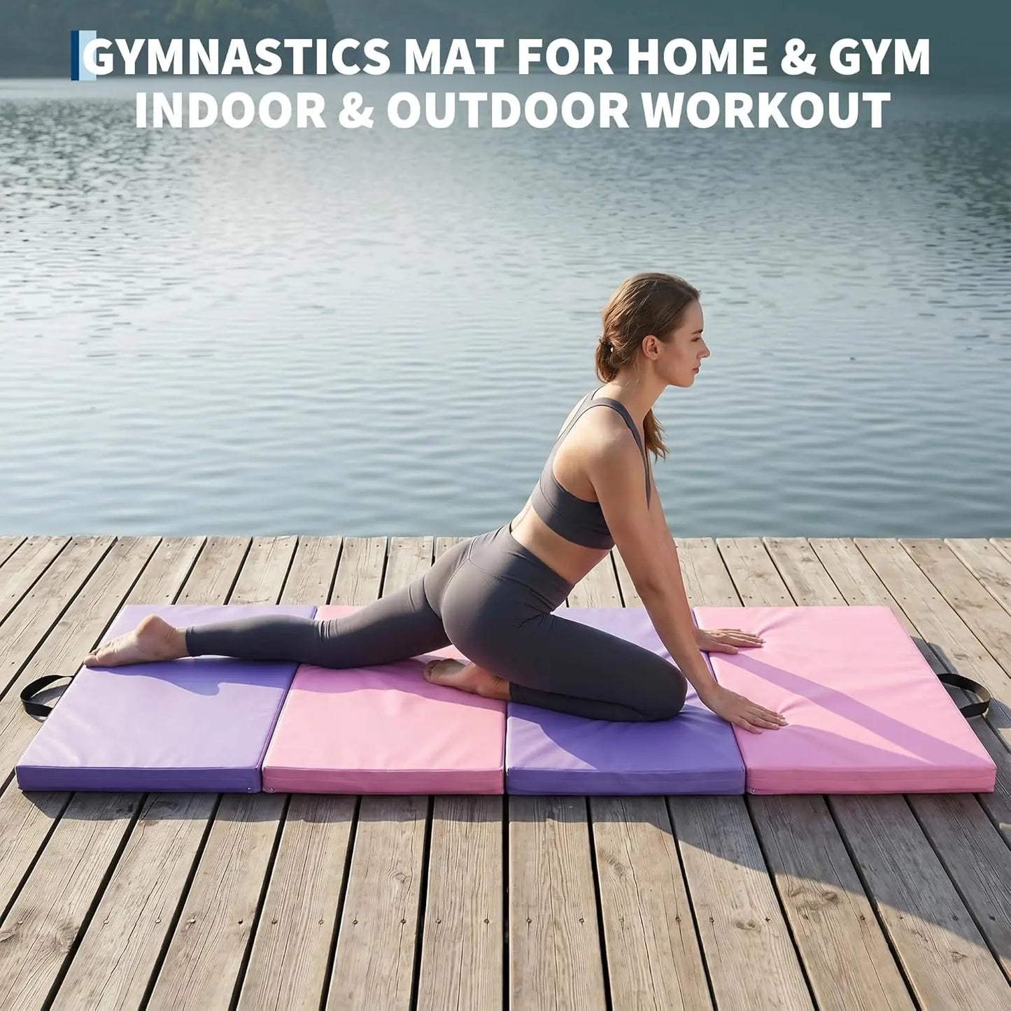 HiMISS Portable Folding Gymnastics Mat For Home Yoga Pilates Training