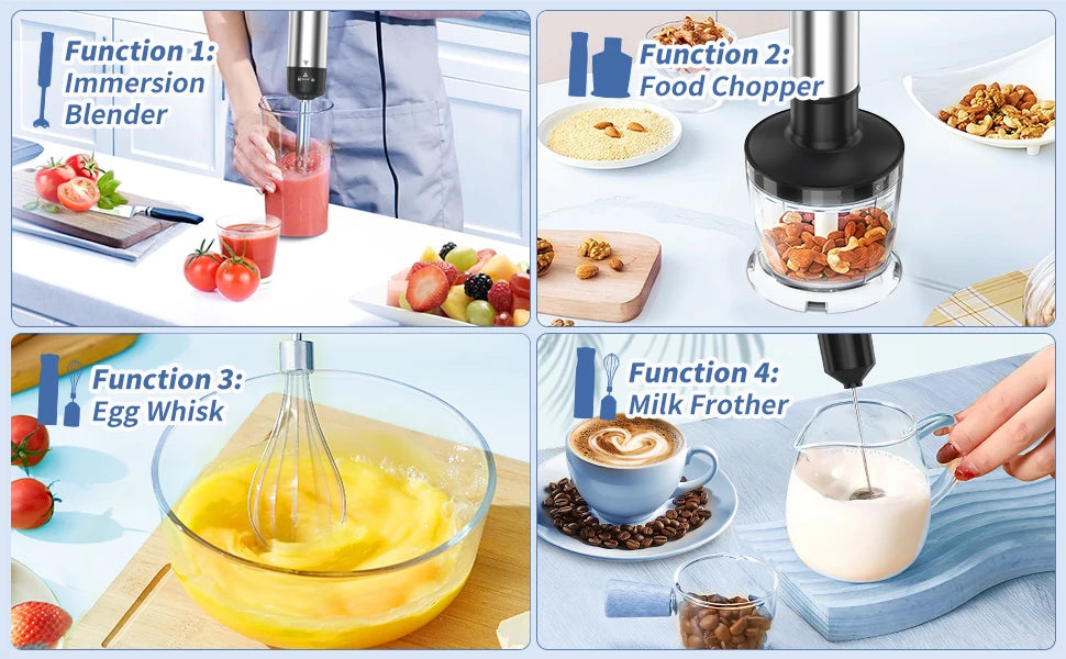 ZHIYU 1000W Immersion Handheld Blender 5 In 1 For Kitchen