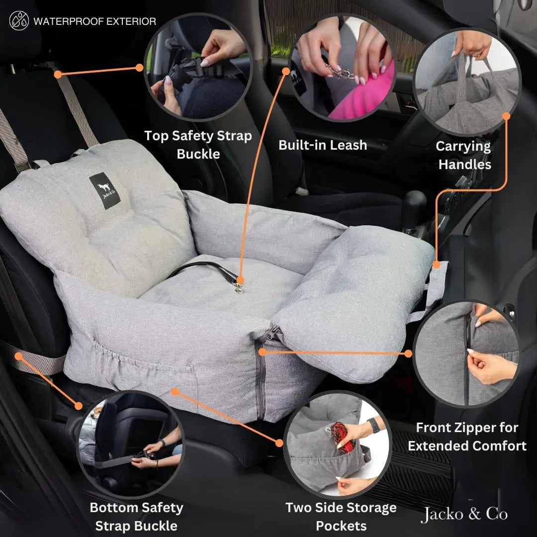 Premium Dog Car Seat Bed For Pets Water Resistant Travel
